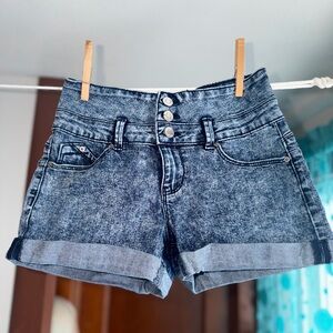 YMI Blue Jean Shorts with Button Detail